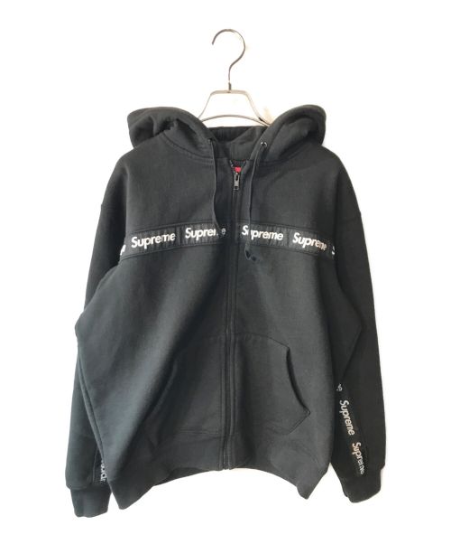 SUPREME（シュプリーム）Supreme (シュプリーム) Text Stripe Zip Up Hooded ブラック サイズ:Ｓの古着・服飾アイテム