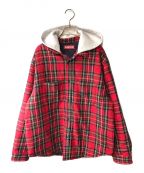 SUPREMEシュプリーム）の古着「tartan flannel hooded shirt」｜レッド