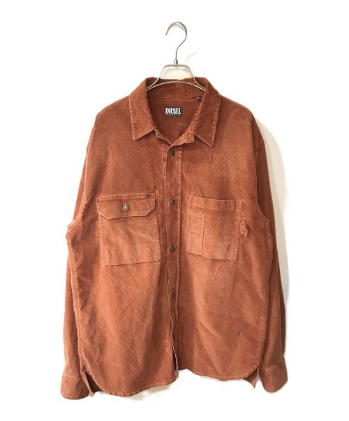 DIESEL（ディーゼル）DIESEL (ディーゼル) LOGOED BUTTONS CORDUROY S-BUN-CORD OVERSHIRT ブラウン サイズ:Ｍの古着・服飾アイテム