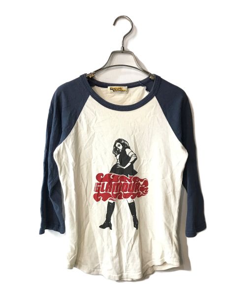 Hysteric Glamour（ヒステリックグラマー）Hysteric Glamour (ヒステリックグラマー) ラグランカットソー ホワイト×ネイビー サイズ:FREEの古着・服飾アイテム