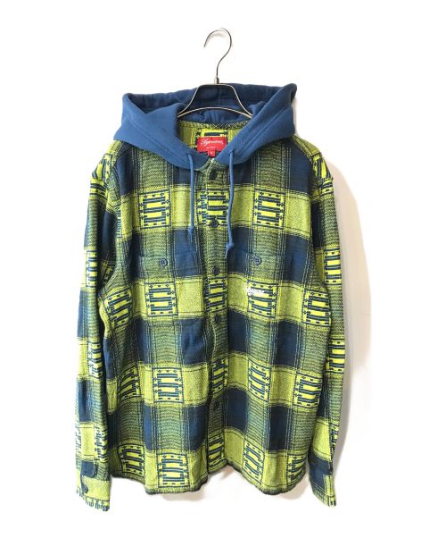 SUPREME（シュプリーム）Supreme (シュプリーム) Shadow Plaid Hooded Shirt イエロー×ブルー サイズ:Ｓの古着・服飾アイテム