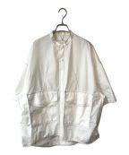 PUBLIC TOKYOパブリックトウキョウ）の古着「ミリタリーステッチノーカラーシャツ」｜ホワイト