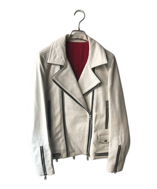 NO ID.（ノーアイディー）NO ID. (ノーアイディー) レザーライダースジャケット ホワイト サイズ:1の古着・服飾アイテム