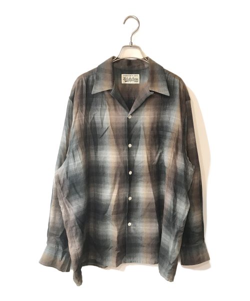 WACKO MARIA（ワコマリア）WACKO MARIA (ワコマリア) OMBRE CHECK OPEN COLLAR SHIRT L/S グレー×ブラウン サイズ:Ｌの古着・服飾アイテム