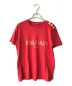 BALMAIN（バルマン）の古着「ショルダーメタルボタンロゴTシャツ」｜レッド