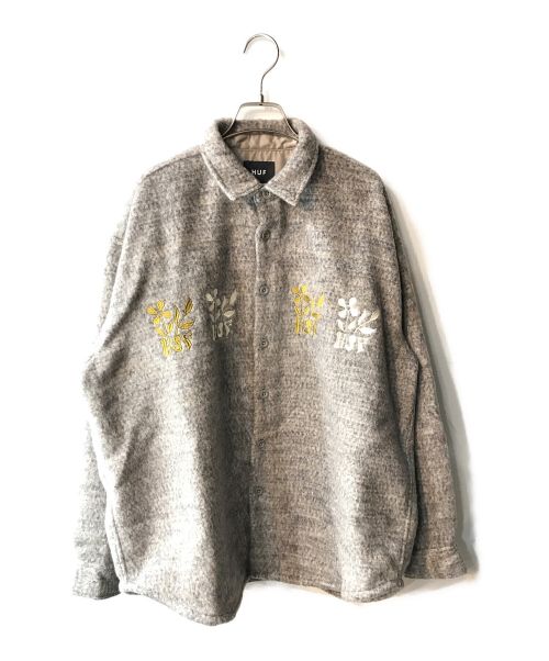 HUF（ハフ）HUF (ハフ) BLOSSOM LS SHIRT グレー サイズ:Ｌの古着・服飾アイテム