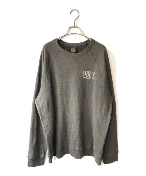 OBEY（オベイ）OBEY (オベイ) ヴィンテージラグランスウェット ブラウン サイズ:XLの古着・服飾アイテム