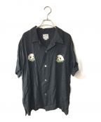 HOUSTONヒューストン）の古着「刺繍 レーヨン スーベニアシャツ」｜ブラック