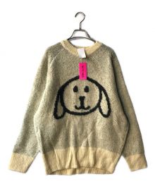 september（セプテンバー）の古着「DOG KNIT / ドッグプリントニット」｜ベージュ