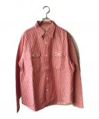 SUGAR CANEシュガーケーン）の古着「HICKORY STRIPE WORK SHIRT」｜レッド×ホワイト