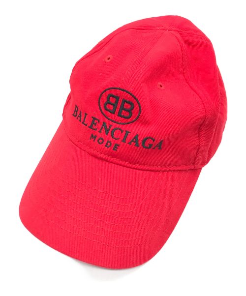 BALENCIAGA（バレンシアガ）BALENCIAGA (バレンシアガ) BB MODE LOGO EMBROIDERY CAP レッド サイズ:L　59の古着・服飾アイテム