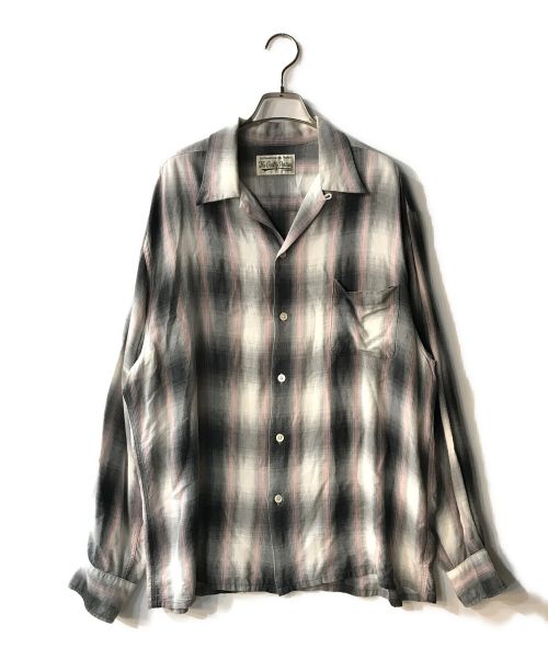 WACKO MARIA（ワコマリア）WACKO MARIA (ワコマリア) OMBRE CHECK OPEN COLLAR SHIRT ブラック×グレー サイズ:XLの古着・服飾アイテム