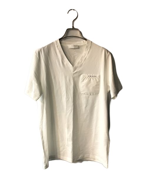 PRADA（プラダ）PRADA (プラダ) VネックTシャツ ホワイト サイズ:XSの古着・服飾アイテム