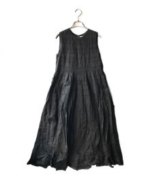 ne quittez pas（ヌキテパ）の古着「Cotton Voile Shirring Sleeveless Dress / ノースリーブギャザーワンピース」｜ブラック