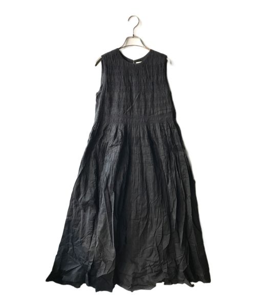 ne quittez pas（ヌキテパ）ne quittez pas (ヌキテパ) Cotton Voile Shirring Sleeveless Dress / ノースリーブギャザーワンピース ブラック サイズ:Sの古着・服飾アイテム