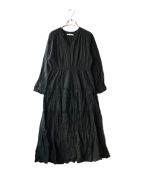 ne quittez pasヌキテパ）の古着「COTTON SOLID GATHER LONG DRESS / ティアードワンピース」｜ブラック