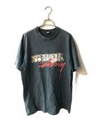 stussyステューシー）の古着「スプレー缶グラフィティTシャツ」｜ネイビー