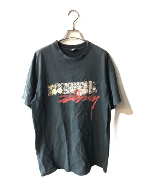 stussy（ステューシー）stussy (ステューシー) スプレー缶グラフィティTシャツ ネイビー サイズ:Ｌの古着・服飾アイテム