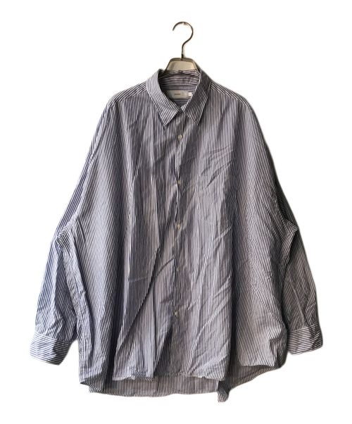 Graphpaper（グラフペーパー）Graphpaper (グラフペーパー) Broad L/S Oversized Regular Collar Shirt ブルー×ホワイト サイズ:2の古着・服飾アイテム