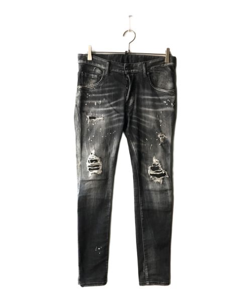 DSQUARED2（ディースクエアード）DSQUARED2 (ディースクエアード) Super Twinky Jean Paint Splash Destroyed Jeans / デニムパンツ ブラック サイズ:46の古着・服飾アイテム