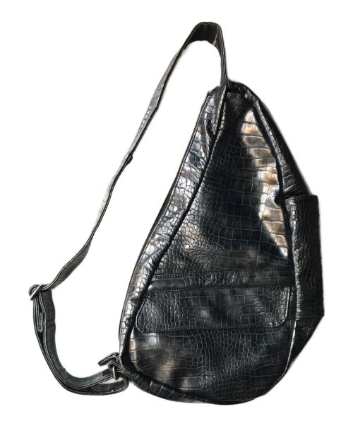 Ameri Bag（アメリバック）Ameri Bag (アメリバック) healthy back bag (ヘルシーバックバッグ) クロコ型押しショルダーバッグ ブラックの古着・服飾アイテム