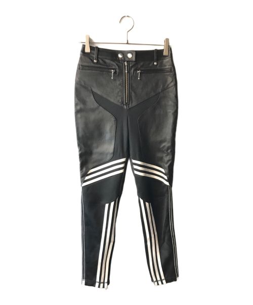 adidas（アディダス）adidas (アディダス) ALEXANDER WANG (アレキサンダーワン) AW RTW LEA PANT / レザーコンビトラックパンツ ブラック サイズ:Ｍの古着・服飾アイテム