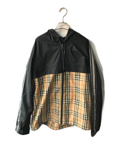 BURBERRY LONDON（バーバリーロンドン）BURBERRY LONDON (バーバリーロンドン) サイドラインノバチェックジップジャケット ベージュ×ブラック サイズ:2XLの古着・服飾アイテム