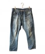 A BATHING APEアベイシングエイプ）の古着「LEATHER LABEL COWHIDE DENIM PANT / デニムパンツ」｜インディゴ