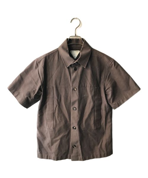 BOTTEGA VENETA（ボッテガベネタ）BOTTEGA VENETA (ボッテガベネタ) 21SS Short Sleeve Shirt / ピリング加工シャツ ブラウン サイズ:44の古着・服飾アイテム