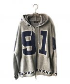 X-LARGEエクストララージ）の古着「ZIP UP HOODED KNIT」｜グレー