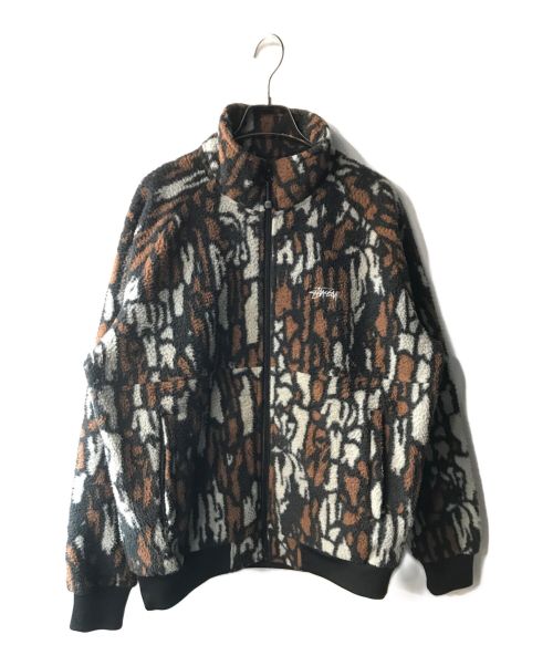 stussy（ステューシー）stussy (ステューシー) Tree Bark Fleece ブラック×ブラウン サイズ:Sの古着・服飾アイテム