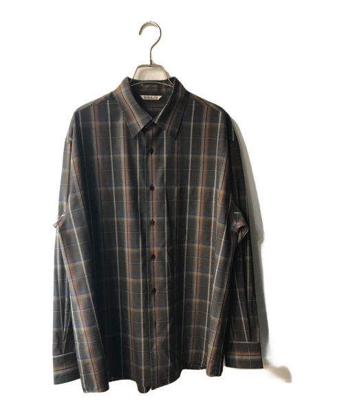 AURALEE（オーラリー）auralee (オーラリー) 24SS SUPER LIGHT WOOL CHECK SHIRT ブラウン サイズ:3の古着・服飾アイテム