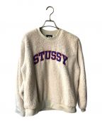 stussyステューシー）の古着「Teddy Fleece Spellout Sweatshirt」｜ベージュ