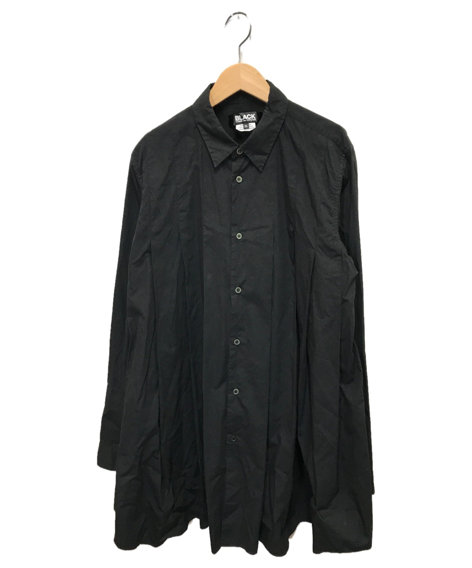 BLACK COMME des GARCONS (ブラックコムデギャルソン) ロングプリーツデザインシャツ ブラック サイズ:XL 1Z-B001