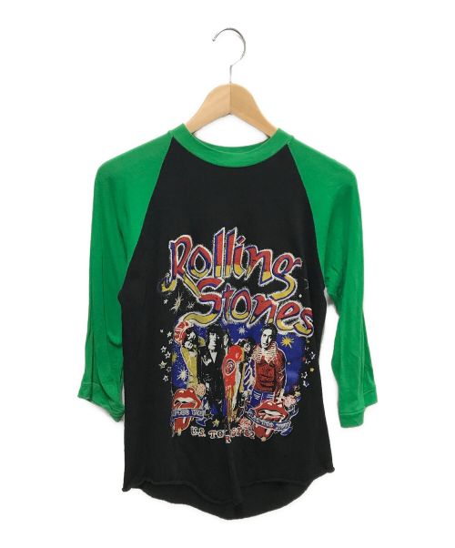 ROLLING STONES（ローリングストーンズ）ROLLING STONES (ローリングストーンズ) ラグランTシャツ ブラック×グリーン サイズ:下記参照の古着・服飾アイテム