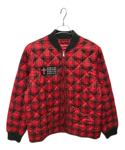 SUPREME（シュプリーム）SUPREME (シュプリーム) タータンチェックキルティングジャケット レッド サイズ:Sの古着・服飾アイテム