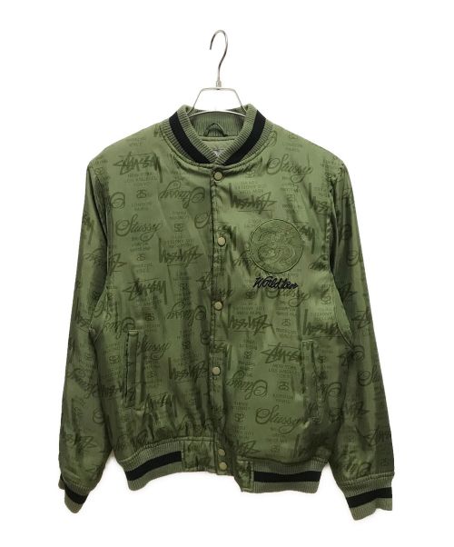 stussy（ステューシー）stussy (ステューシー) ワールドツアー総柄ジャケット グリーン サイズ:Sの古着・服飾アイテム