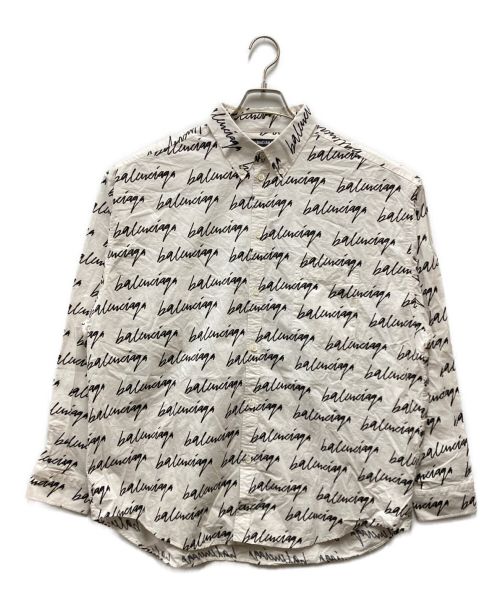 BALENCIAGA（バレンシアガ）BALENCIAGA (バレンシアガ) SCRIBBLE PRINT COTTON SHIRT ホワイト サイズ:39の古着・服飾アイテム