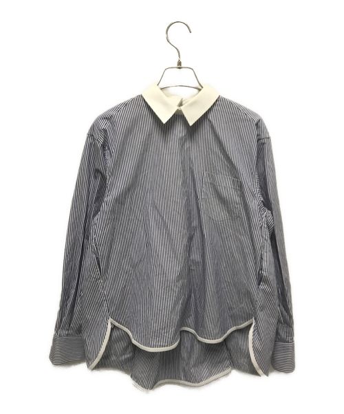 sacai（サカイ）sacai (サカイ) バックレースアップストライプブラウス ブルー サイズ:1の古着・服飾アイテム