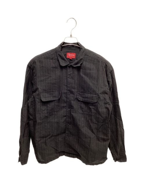 SUPREME（シュプリーム）Supreme (シュプリーム) Pinstripe Linen Shirt ブラック サイズ:Sの古着・服飾アイテム