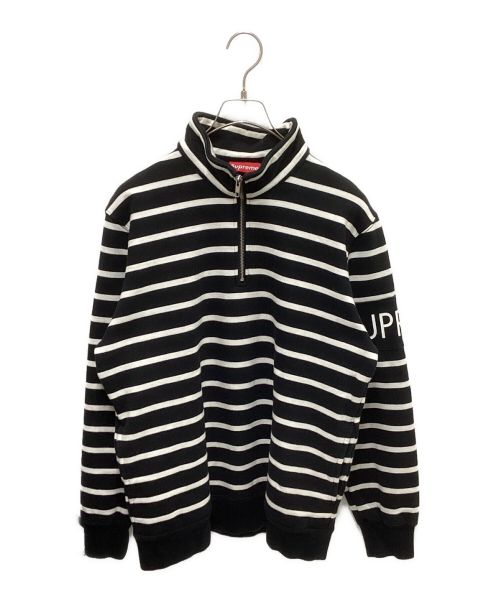 SUPREME（シュプリーム）Supreme (シュプリーム) stripedHalfZipSweat ブラック サイズ:MEDIUMの古着・服飾アイテム