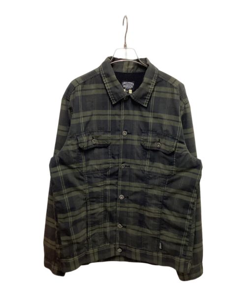 stussy（ステューシー）stussy (ステューシー) フリースライナーワークシャツ カーキ サイズ:Lの古着・服飾アイテム