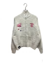 Aape BY A BATHING APE（エーエイプ バイ アベイシングエイプ）の古着「funnel-neck zip-up cardigan」｜ホワイト