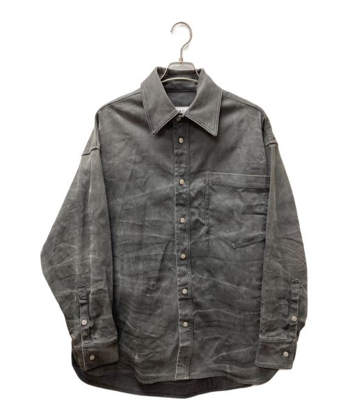 MM6 Maison Margiela（エムエムシックス メゾンマルジェラ）MM6 Maison Margiela (エムエムシックス メゾンマルジェラ) CRINKLE-EFFECT DENIM OVERSHIRT USED加工オーバーサイズデニムシャツ グレー サイズ:Ｓの古着・服飾アイテム