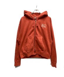 NIKE×stussy（ナイキ×ステューシー）の古着「STONE WASHED FLEECE ZIP HOODIE」｜オレンジ