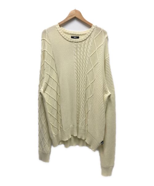 stussy（ステューシー）stussy (ステューシー) patchwork sweater ホワイト サイズ:Lの古着・服飾アイテム