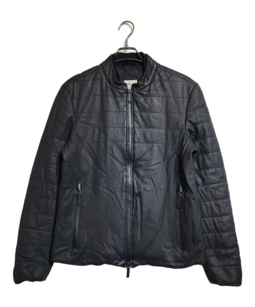 ARMANI COLLEZIONI（アルマーニ コレツィオーニ）ARMANI COLLEZIONI (アルマーニ コレツィオーニ) Switching Back Lamb Leather Jacket ブラック サイズ:50の古着・服飾アイテム