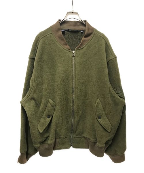 POLO RALPH LAUREN（ポロ・ラルフローレン）POLO RALPH LAUREN (ポロ・ラルフローレン) 90s Wool Blend Fleece MA-1 オリーブ サイズ:XLの古着・服飾アイテム