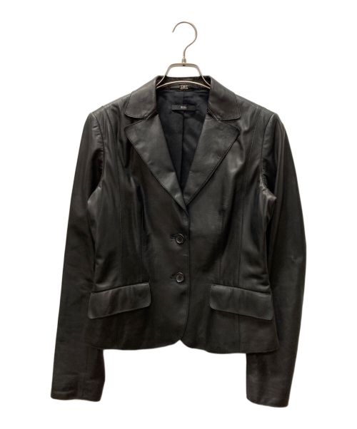 BOSS HUGO BOSS（ボス ヒューゴボス）BOSS HUGO BOSS (ボス ヒューゴボス) calf leather tailord jacket ブラック サイズ:下記参照の古着・服飾アイテム