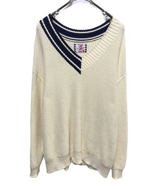 son of the cheese（（サノバチーズ））son of the cheese (（サノバチーズ）) ASYMMETRY V KNIT アイボリー サイズ:Mの古着・服飾アイテム